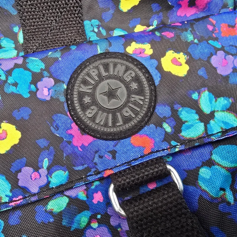 Kipling Floral Print Laptop Messenger Bag Multicolored Nylon Crossbody Travel
